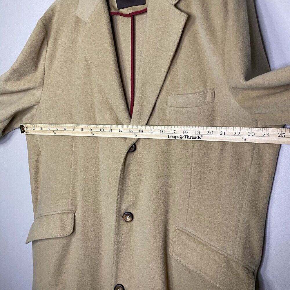 Wool Cashmere Trench Coat XL MEN TreVero Double Breasted Camel Tan Vintage - Picture 9 of 14